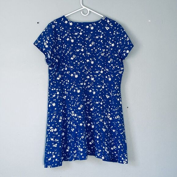 Draper James Dress 2XL Blue Floral Cap Sleeves Knee Length Spring Preppy - Picture 2 of 7